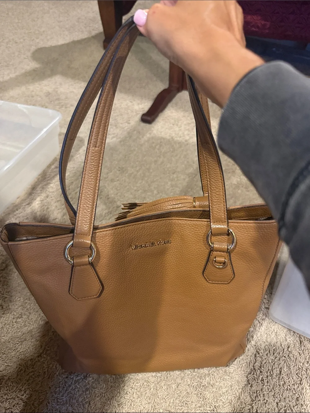 Michael Kors Caramel Pebbled Leather Tote - Picture 7 of 8